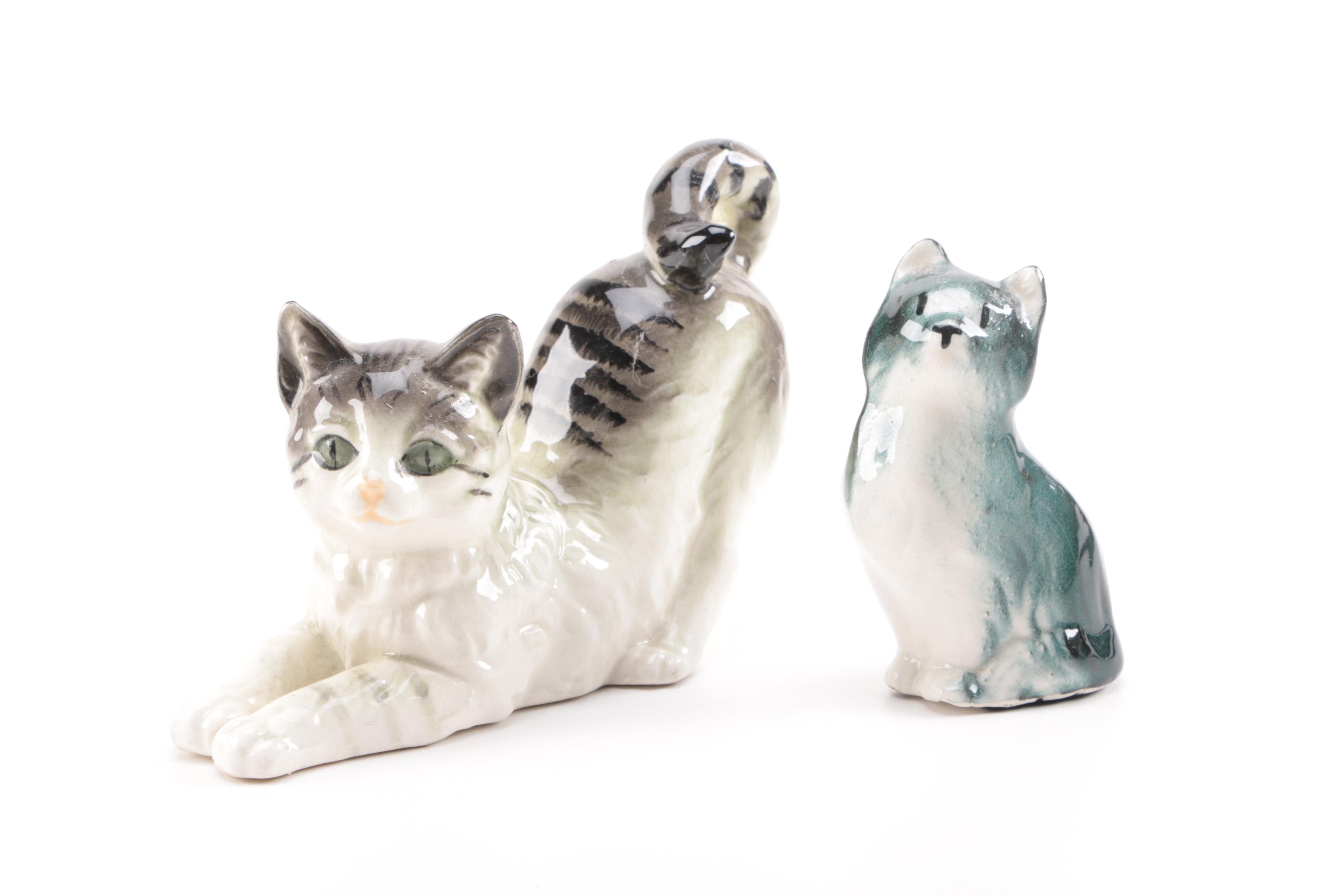 Cat Figurine Collection Including One From 1940.