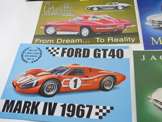 Seven Vintage Race Car Advertising Signs