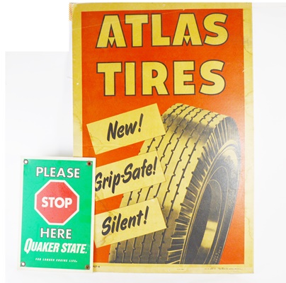 Atlas Tire and Quaker State Advertising Sign