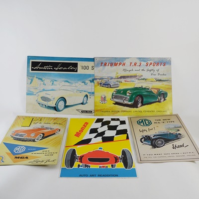Five Vintage Race Car Tin Signs