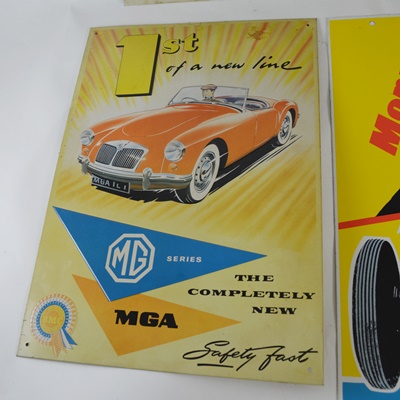 Five Vintage Race Car Tin Signs