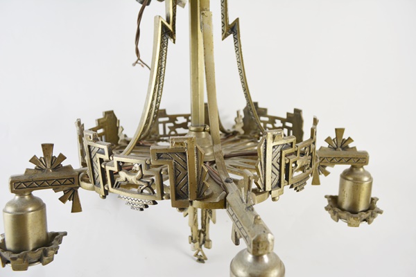 Art Deco Brass Chandelier