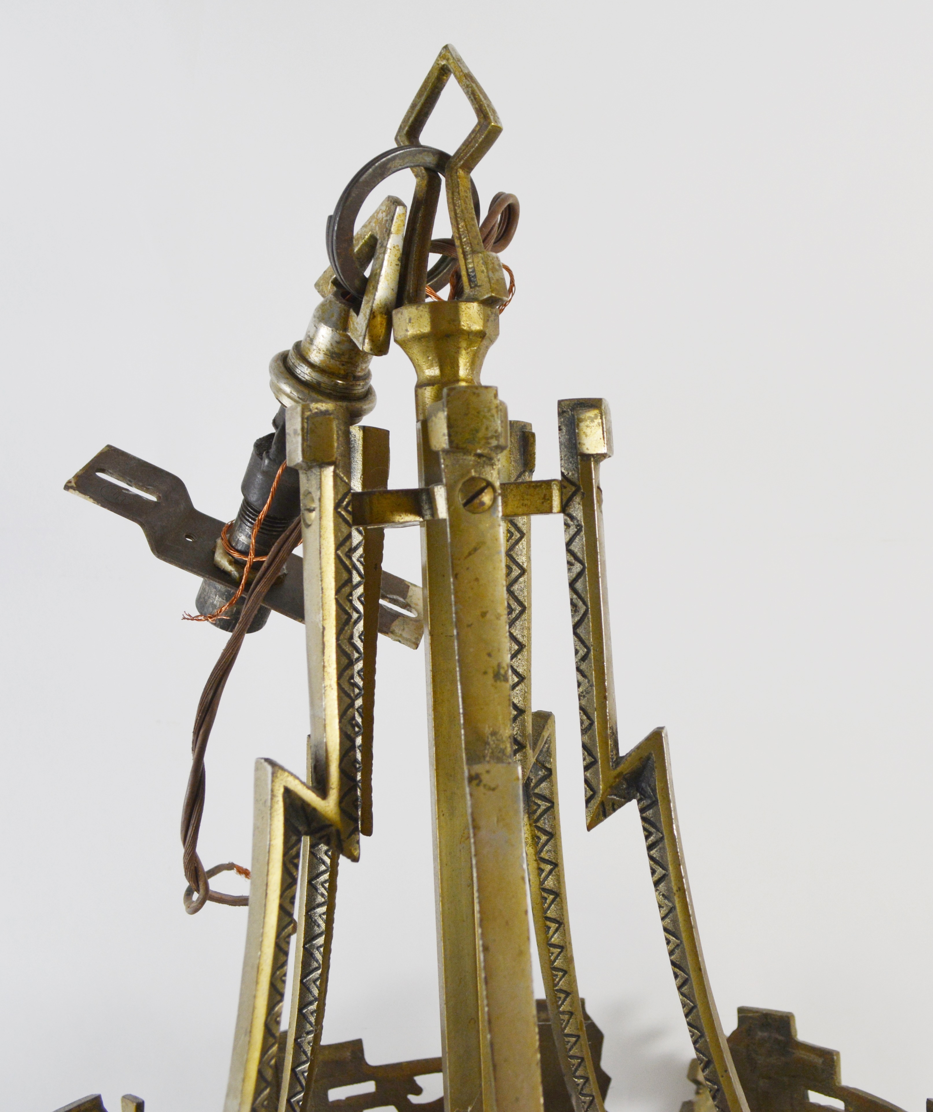 Art Deco Brass Chandelier