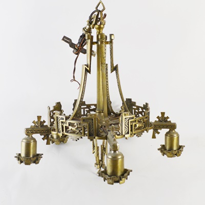 Art Deco Brass Chandelier