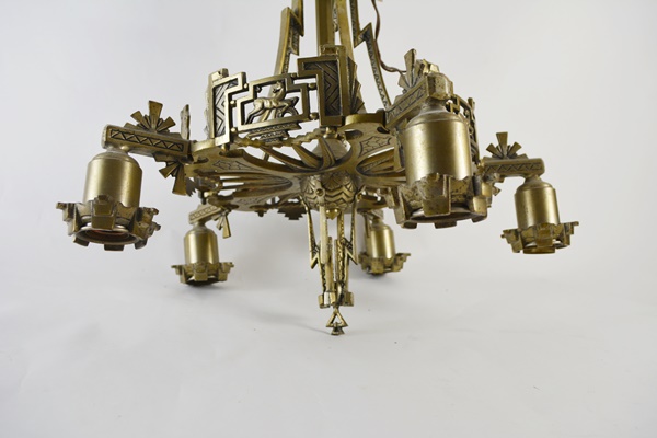 Art Deco Brass Chandelier