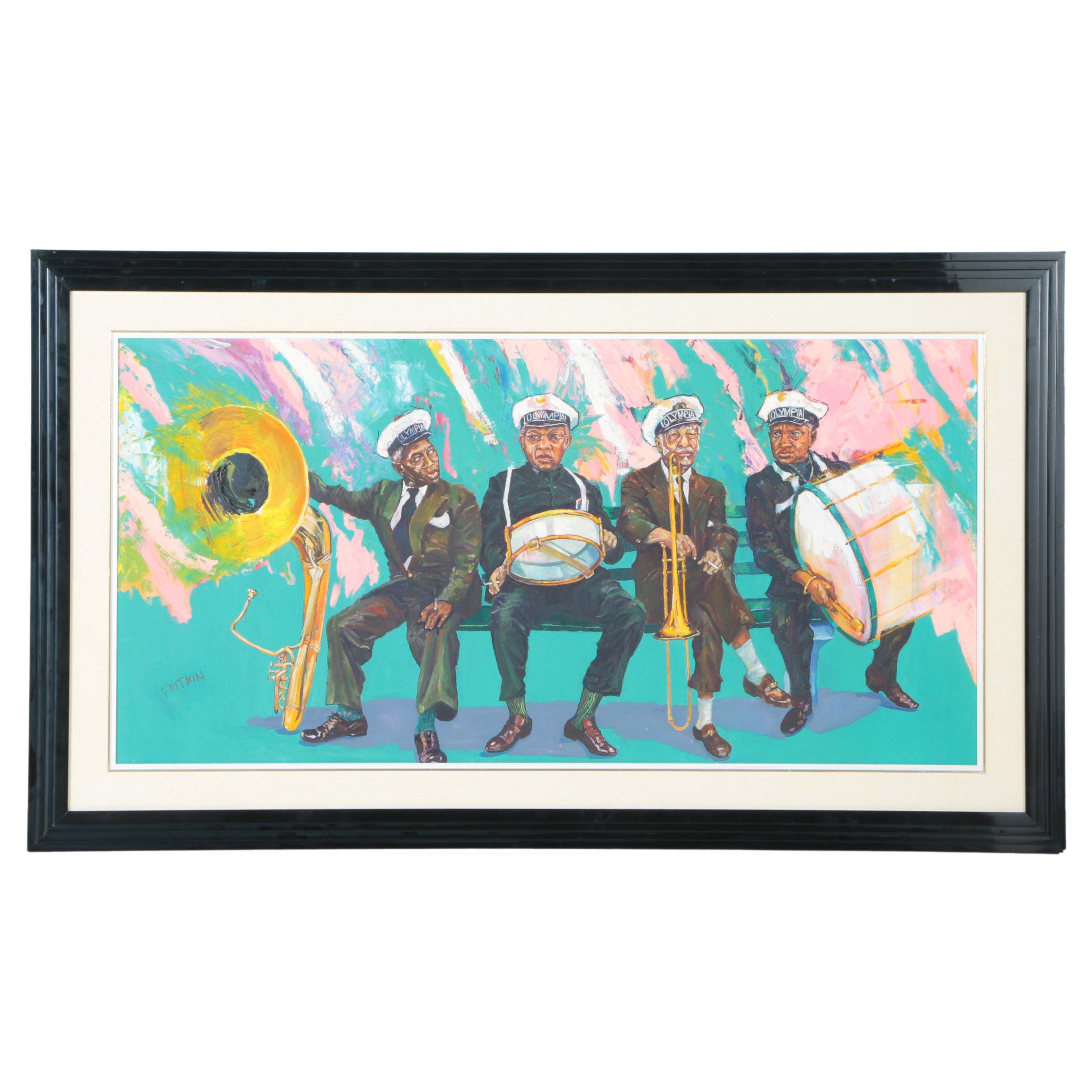 Ronald Fritkin Oil Painting on Canvas of Olympia Brass Band Members