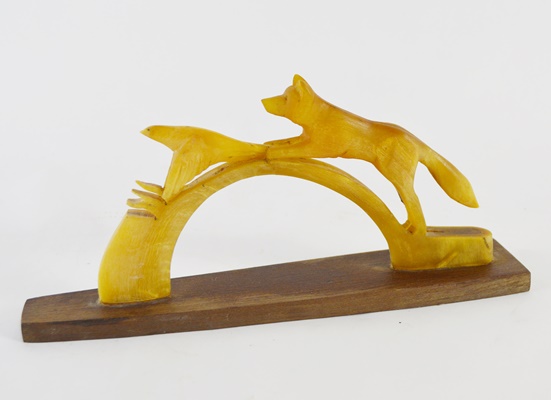 Carved Bone Fox Scultpure