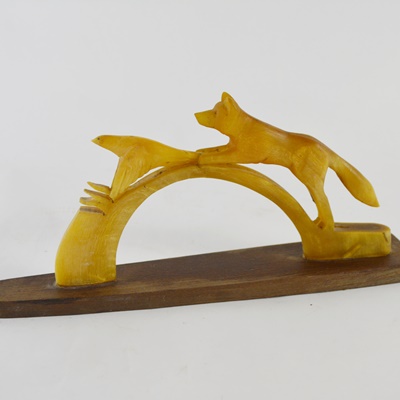 Carved Bone Fox Scultpure