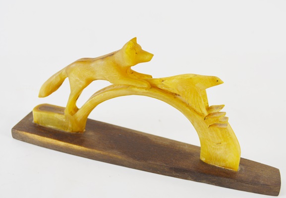 Carved Bone Fox Scultpure