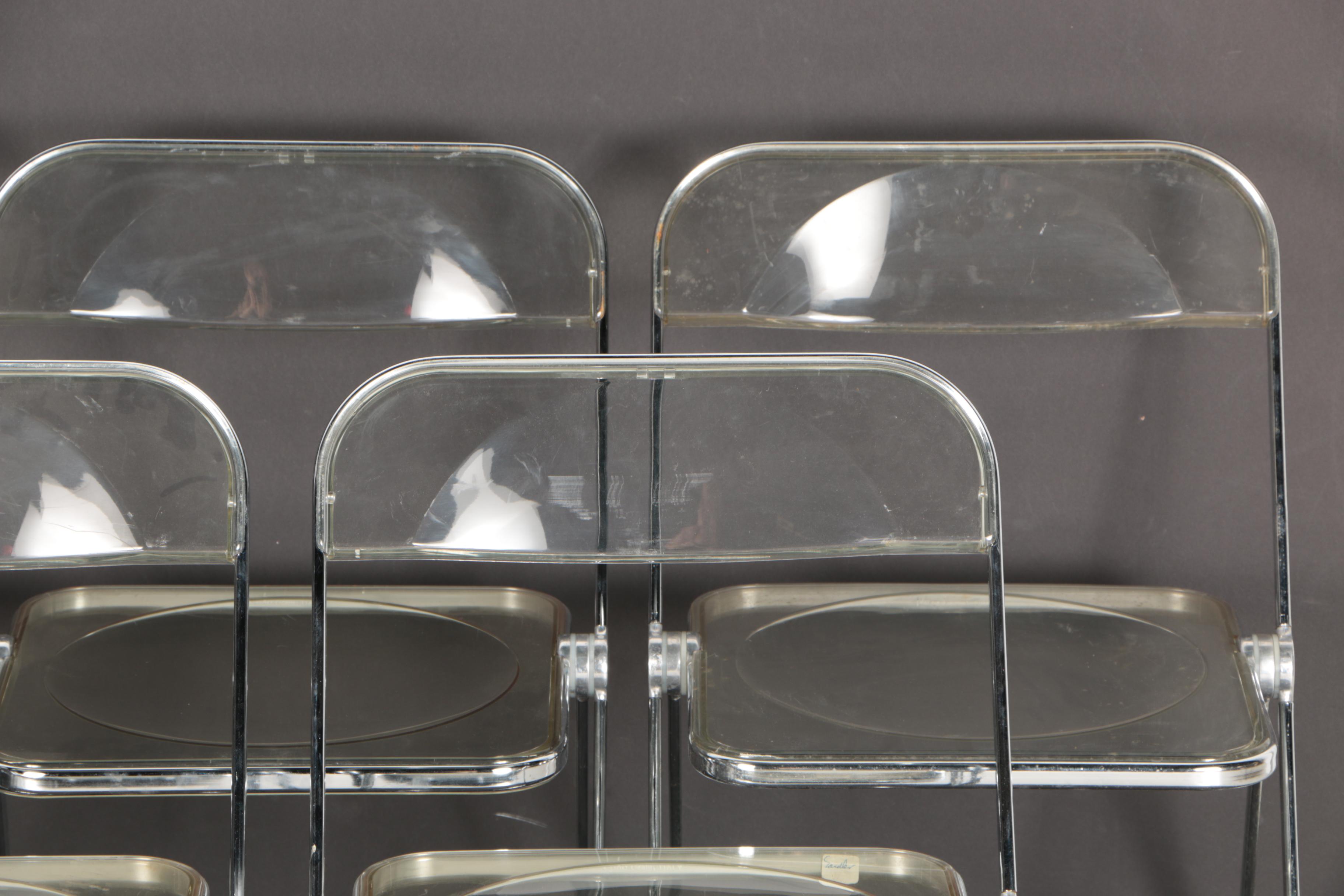 Set of "Plia" Clear Plastic Folding Chairs by Castelli