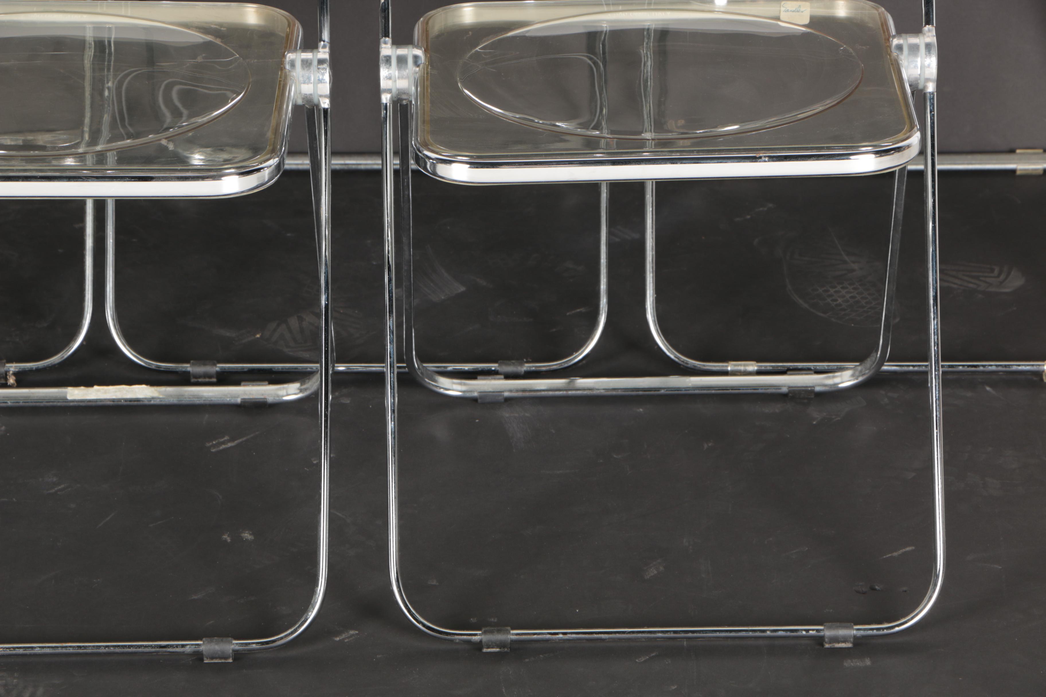 Set of "Plia" Clear Plastic Folding Chairs by Castelli