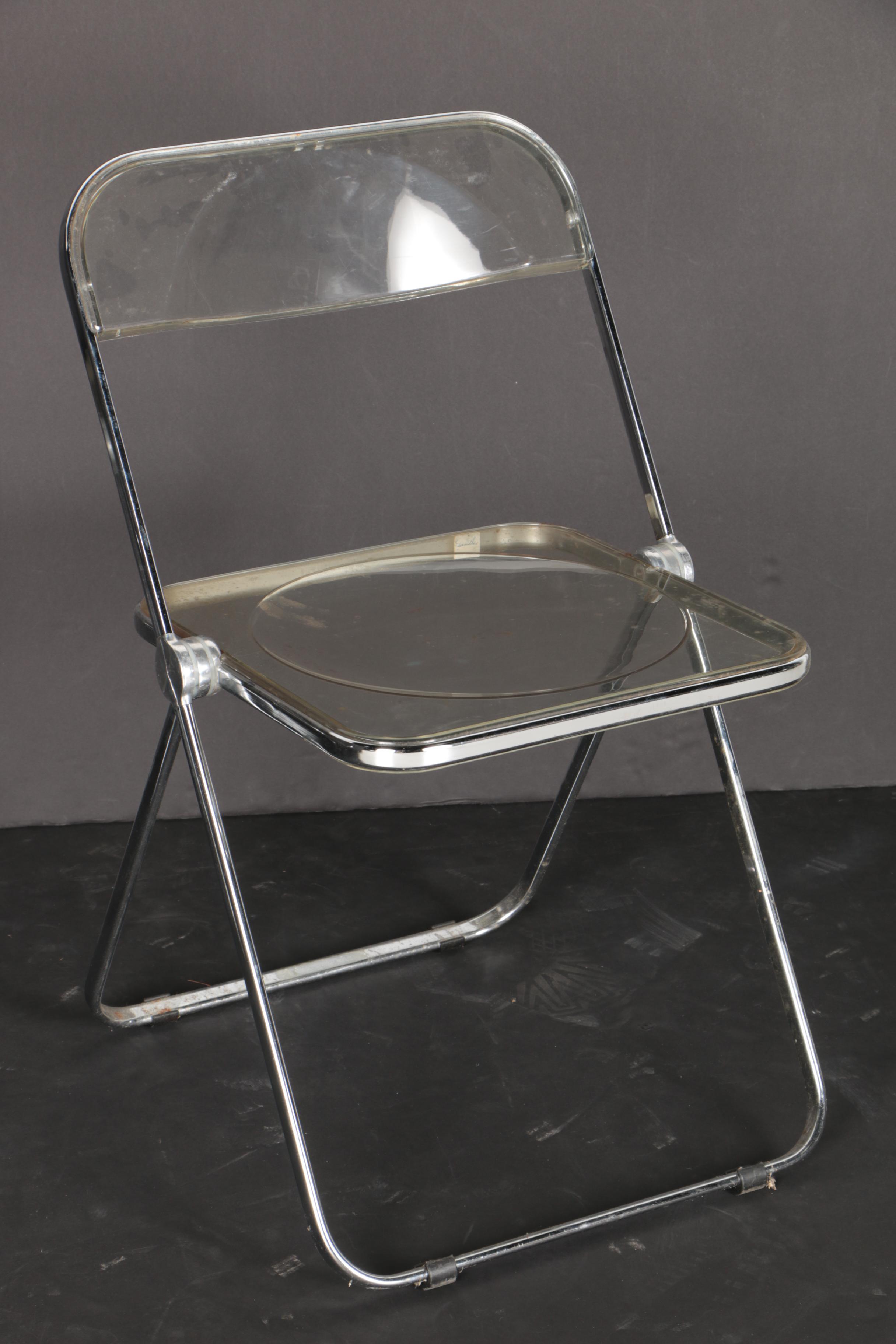 Set of "Plia" Clear Plastic Folding Chairs by Castelli