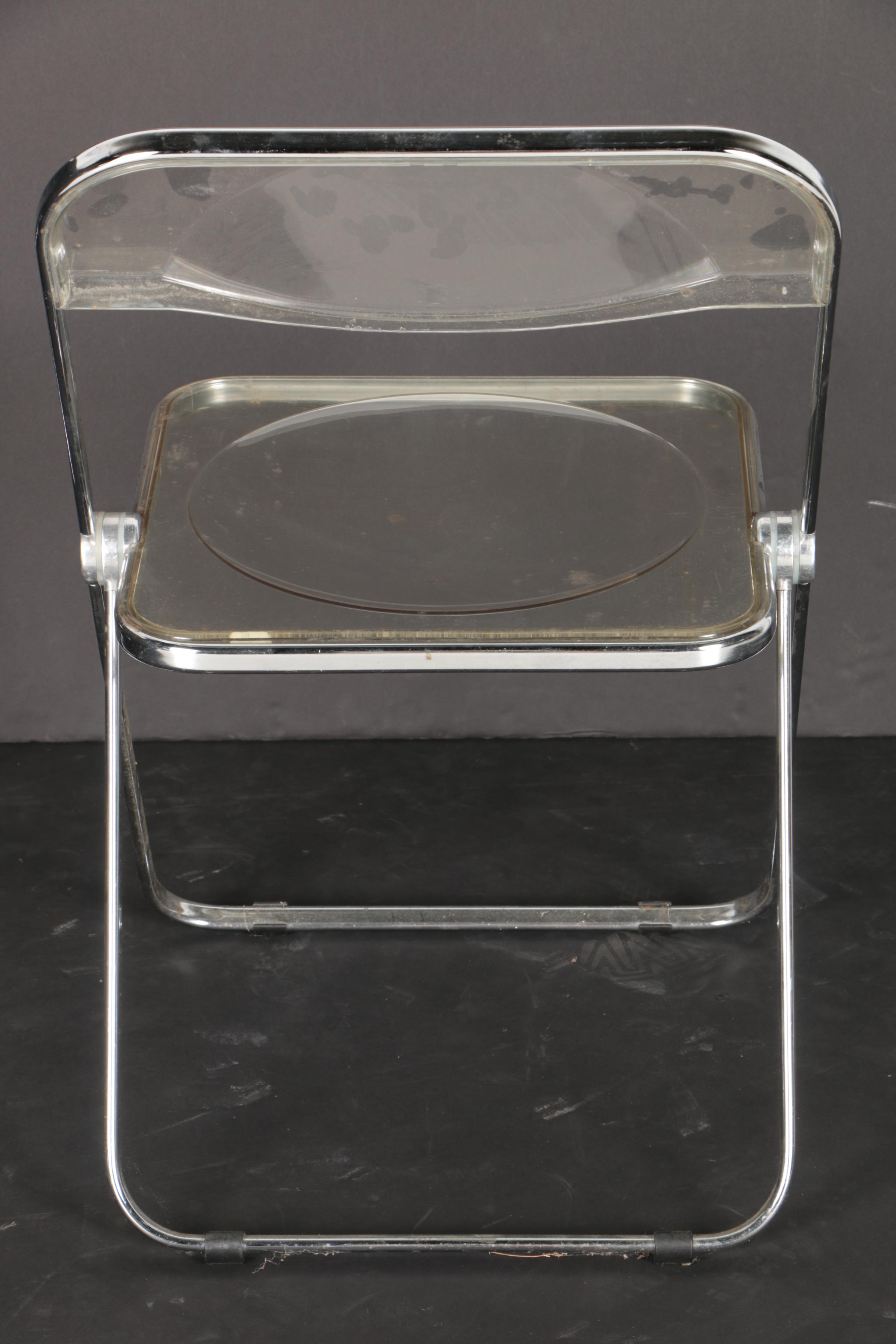 Set of "Plia" Clear Plastic Folding Chairs by Castelli