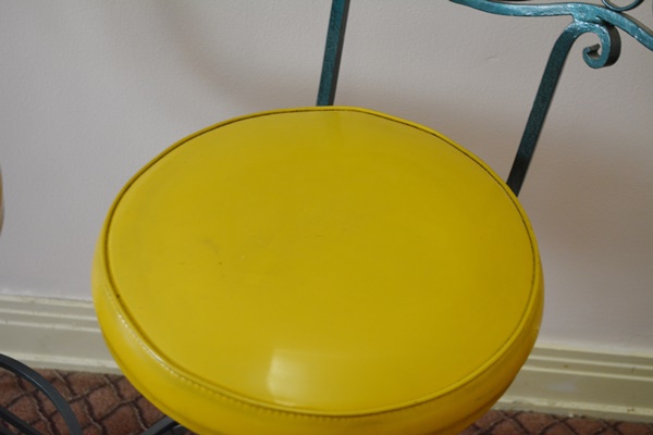 Three Vintage Aqua Swivel Bar Stools