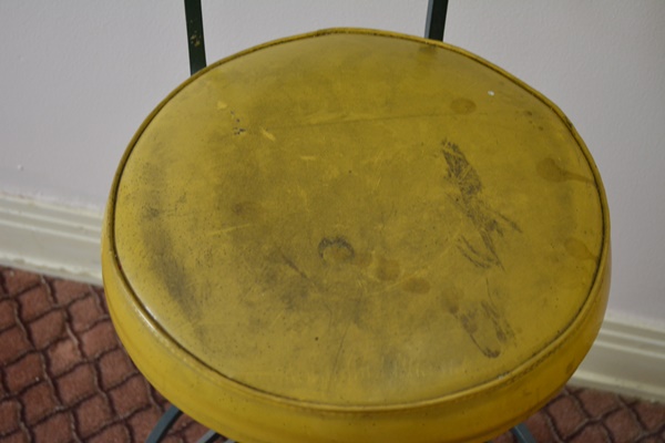 Three Vintage Aqua Swivel Bar Stools