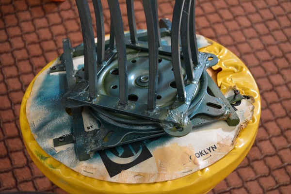 Three Vintage Aqua Swivel Bar Stools