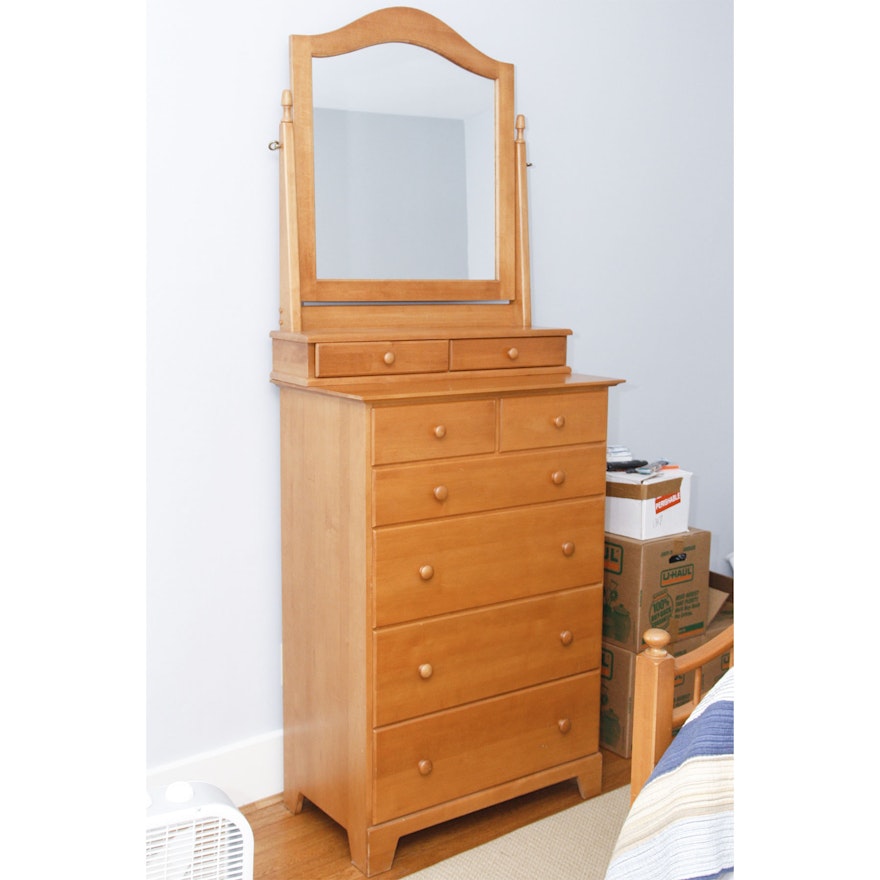 Tall Maple Dresser with Mirror by Moosehead Furniture