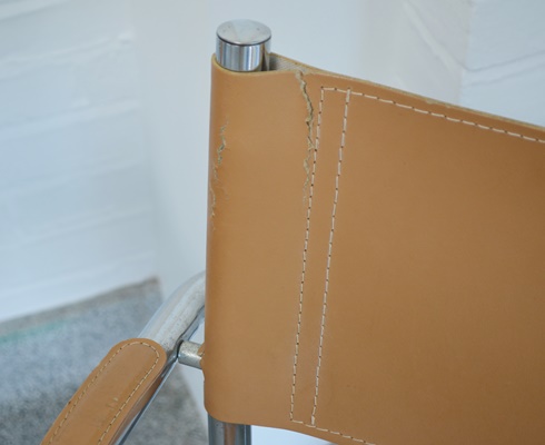 Pair of Mid Century Modern Faux Leather and Chrome Chairs