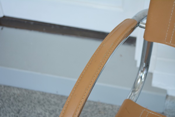 Pair of Mid Century Modern Faux Leather and Chrome Chairs