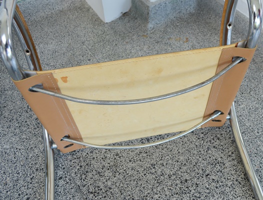 Pair of Mid Century Modern Faux Leather and Chrome Chairs