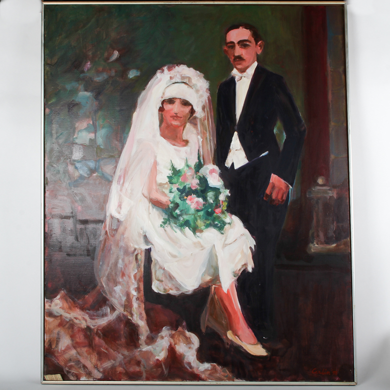 Oil on Canvas Painting of Married Couple