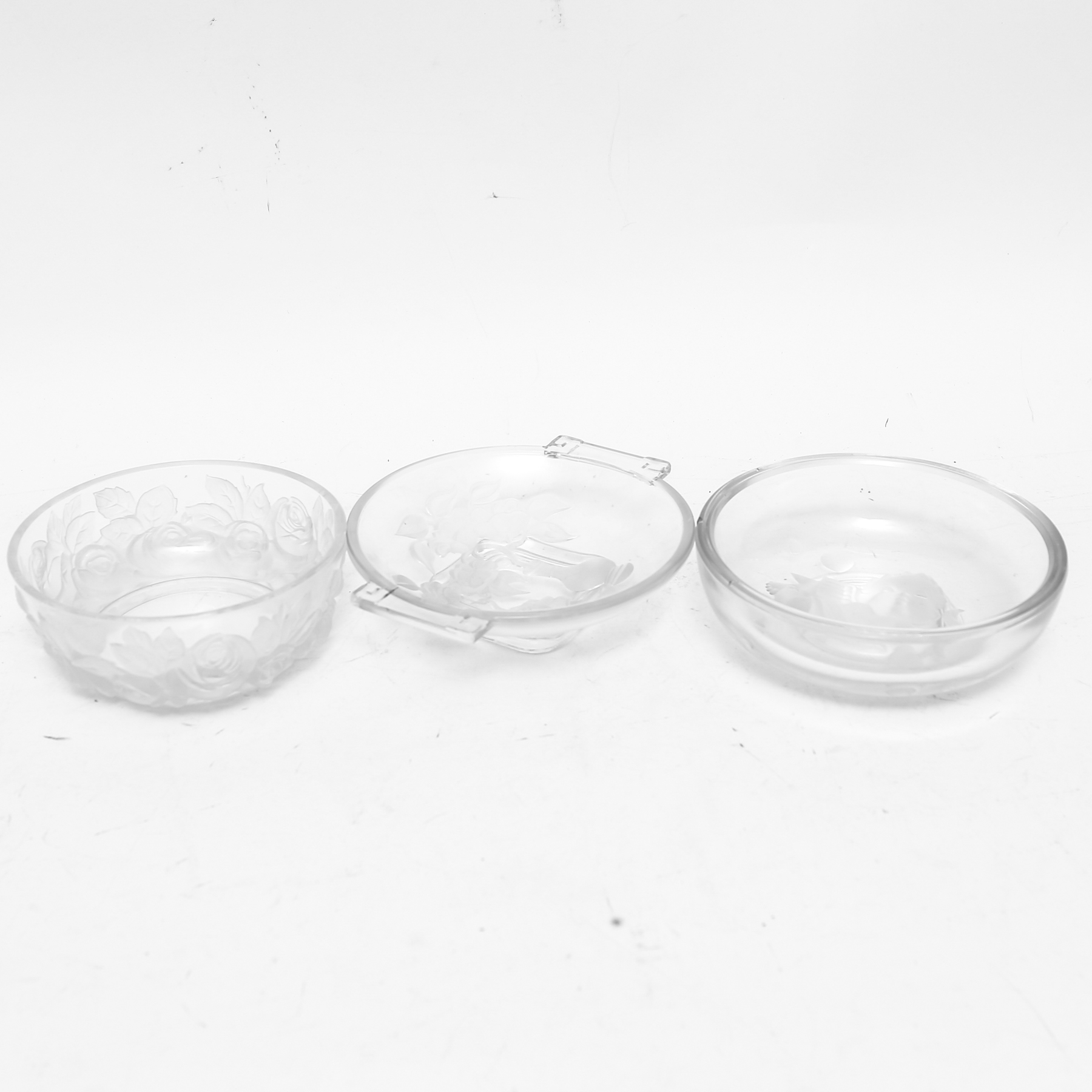 Three Verlys Art Glass Bowls