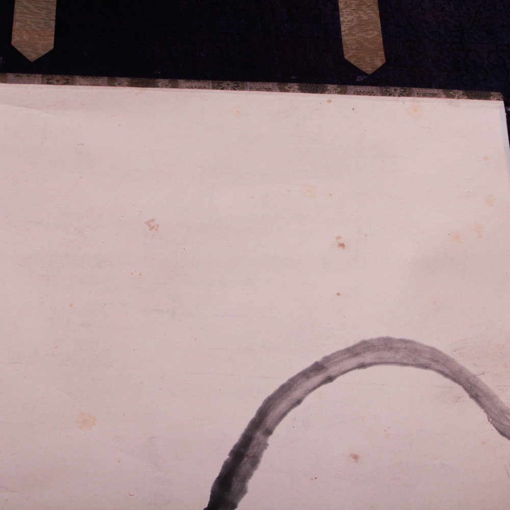 Vintage Japanese Ink Wash Portrait of Daruma Hanging Scroll