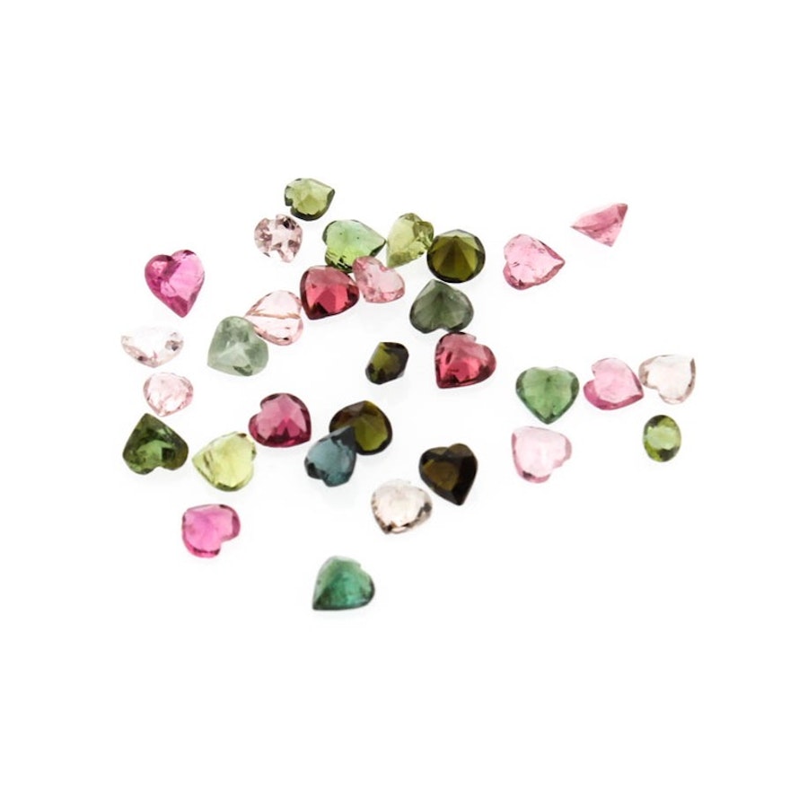 Loose 5.79 CTW Heart Shaped Natural Tourmaline Stones