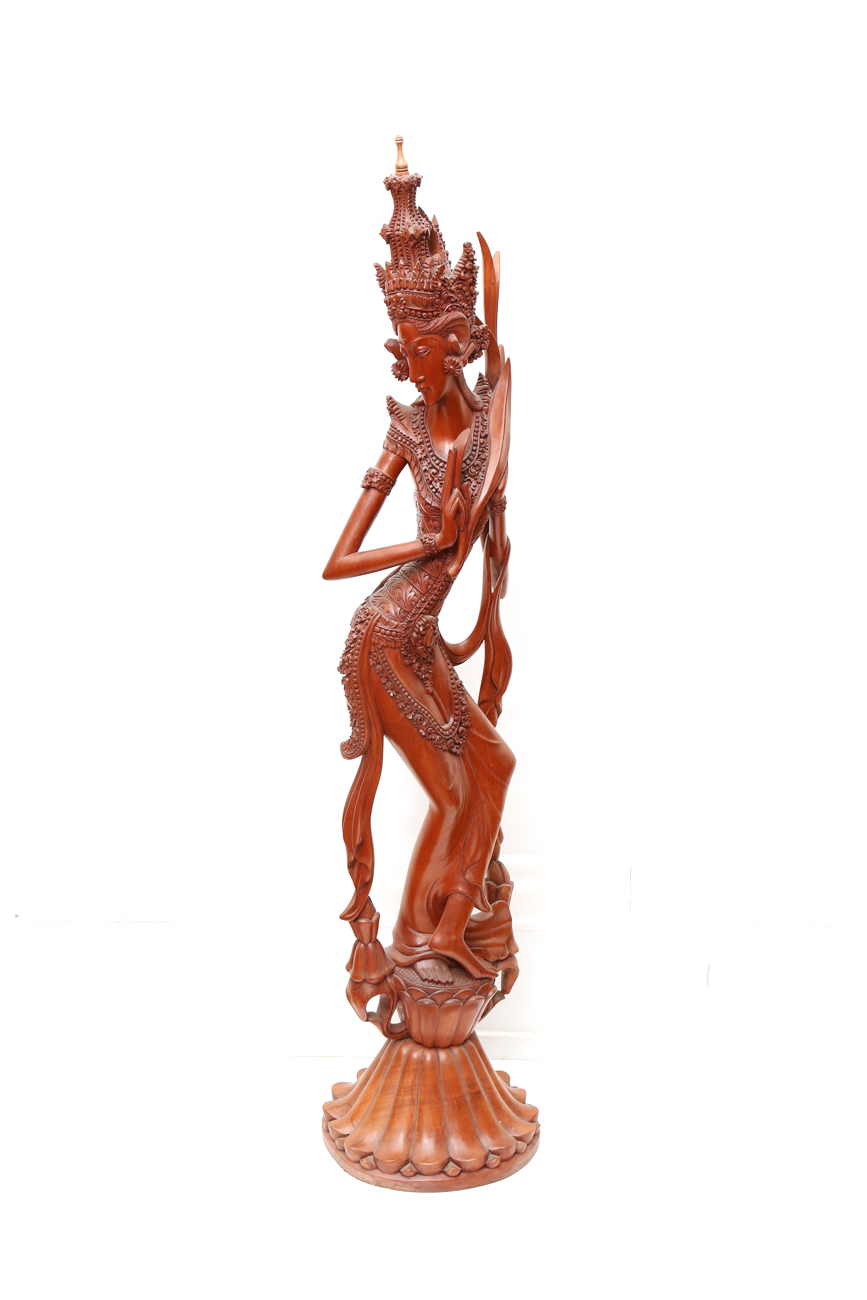 Hand Carved Wooden Indonesian Goddess Statue
