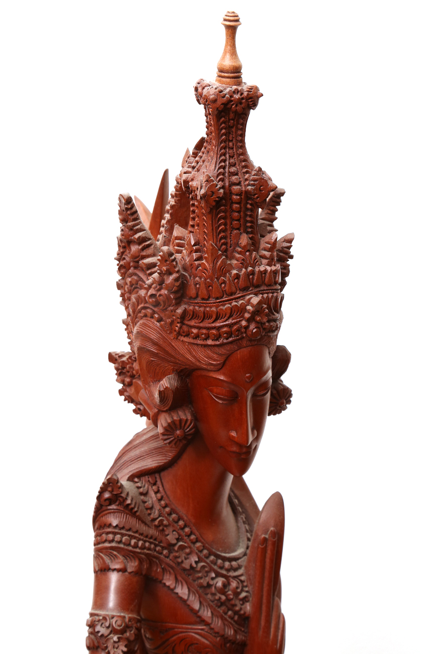 Hand Carved Wooden Indonesian Goddess Statue