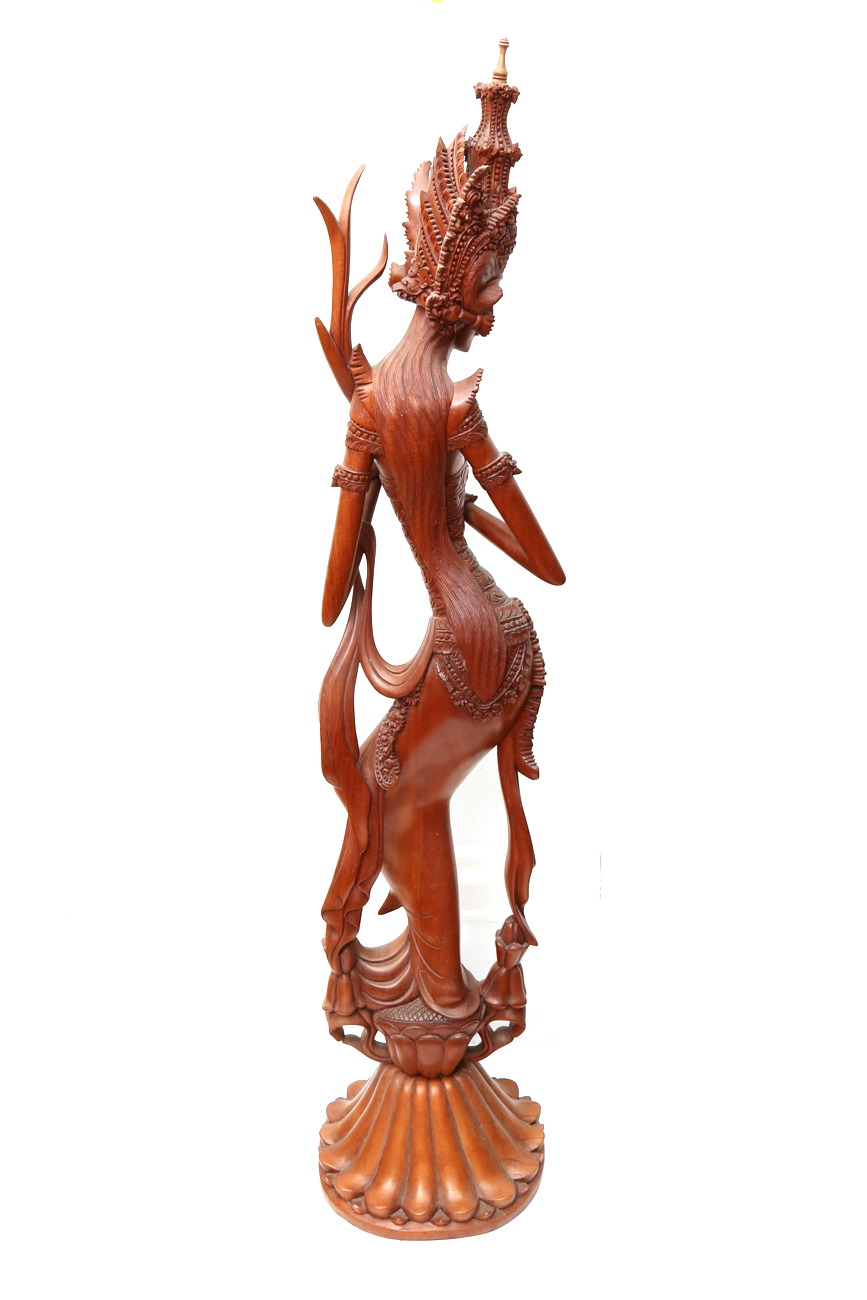 Hand Carved Wooden Indonesian Goddess Statue