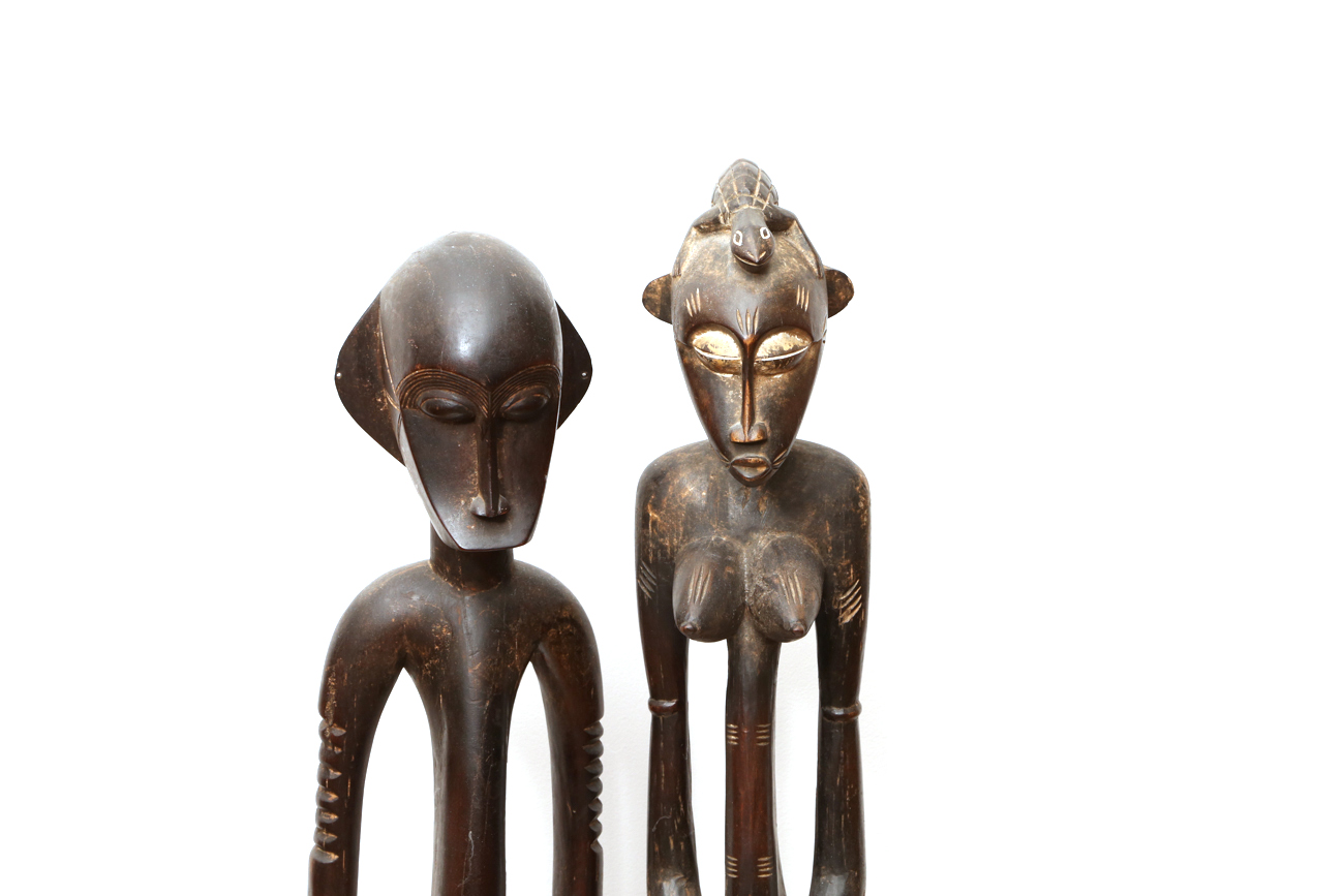 Hand Carved African Male And Female Sculptures