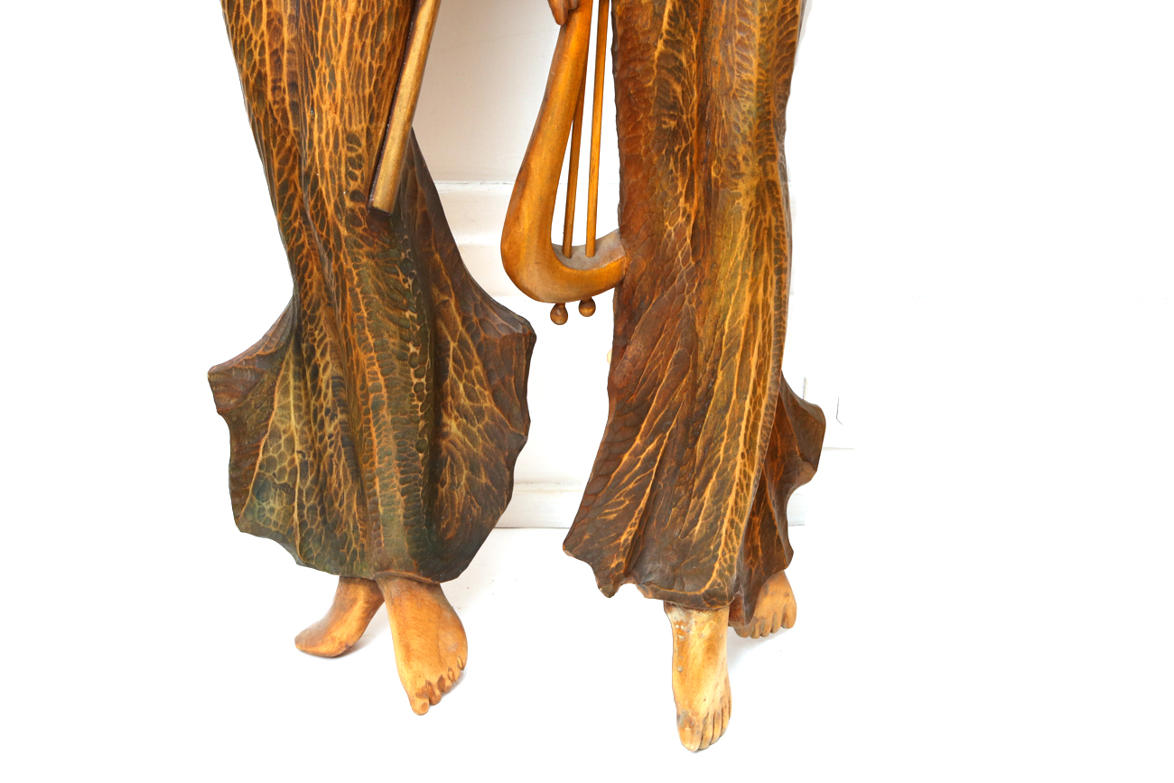 Pair Of Hand Carved Theatrical Inspired Female Sculptures