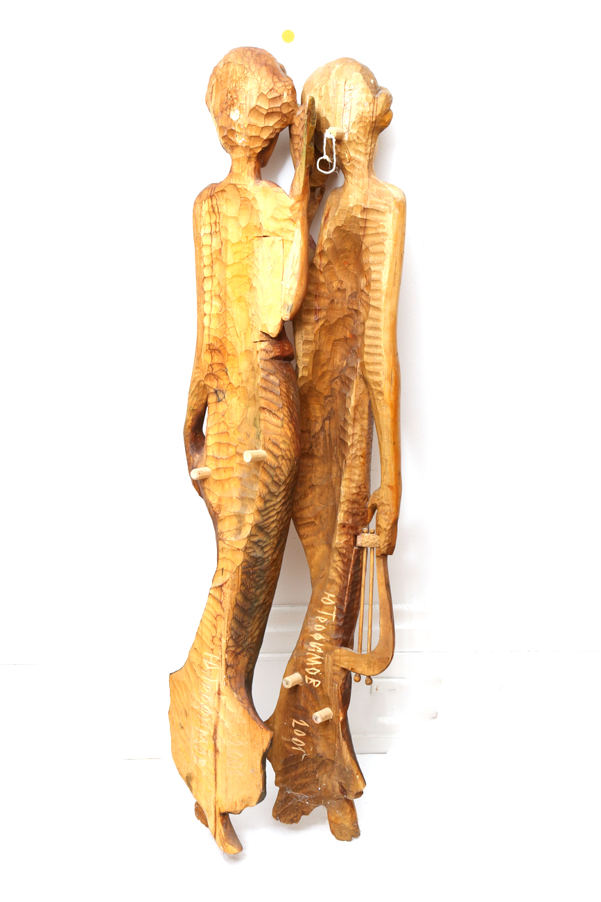 Pair Of Hand Carved Theatrical Inspired Female Sculptures