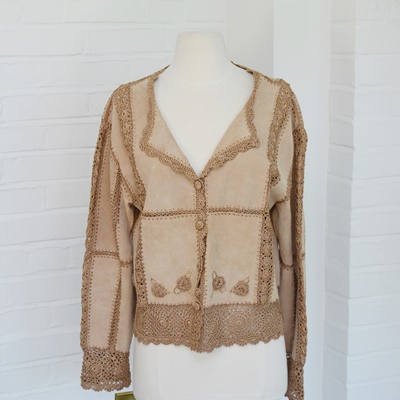Women's Leather and Crochet Jacket