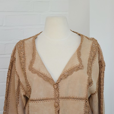 Women's Leather and Crochet Jacket