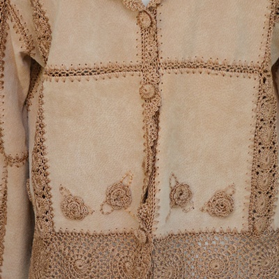 Women's Leather and Crochet Jacket