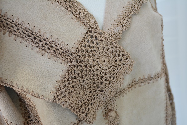 Women's Leather and Crochet Jacket