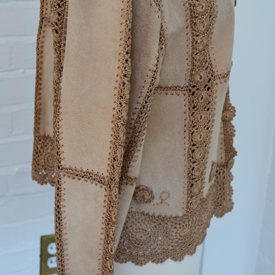 Women's Leather and Crochet Jacket