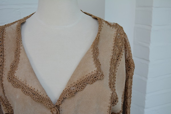 Women's Leather and Crochet Jacket