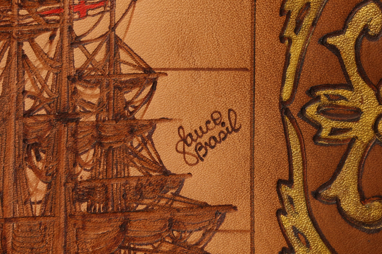 Hand Colored And Burnt Leather Map Of The World In 1585