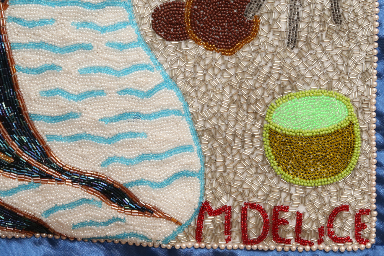 Sasi Nanbwa / M. Delice Intricate Hand Beaded Tapestry On Silk