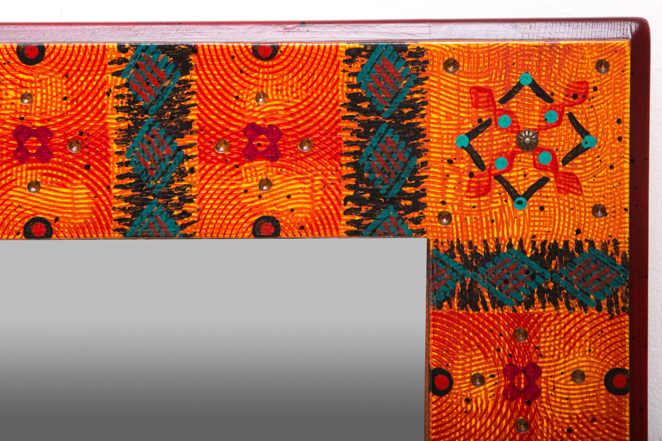 David Marsh "Rojo Bonito Frame" Hand Painted Mirror