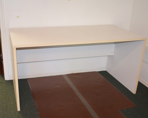 Two White Laminate Bookcase, Two Mobile Files, and a Desk