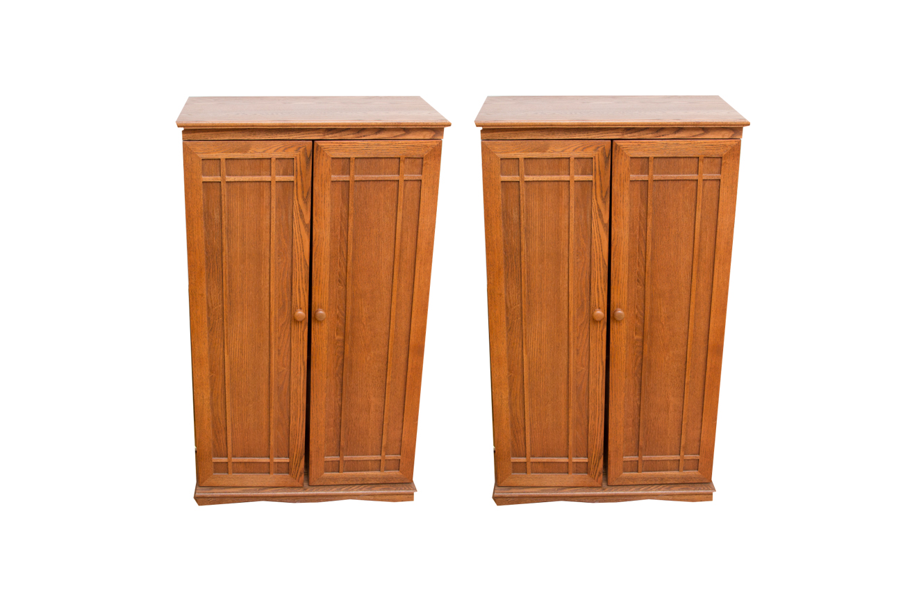 Pair Of Composite Wood Media Cabinets