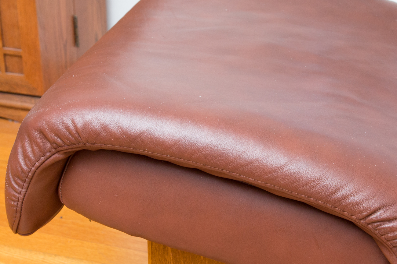 Bova Modern Brown Leather Armchair And Footstool