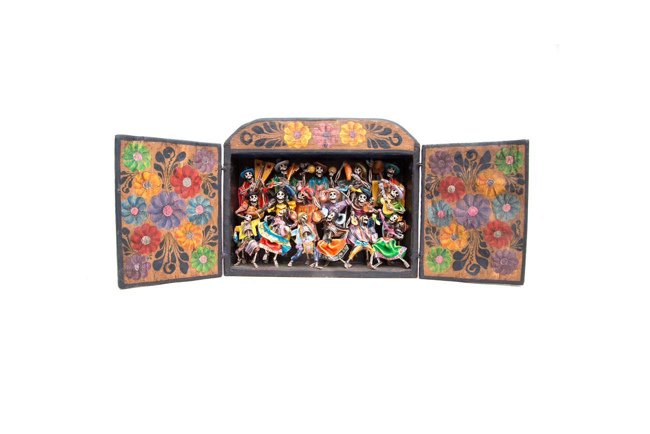 Claudio Jimenez Quispe Handmade "Fiesta de los Muertos" Peruvian Retablo Sculpture