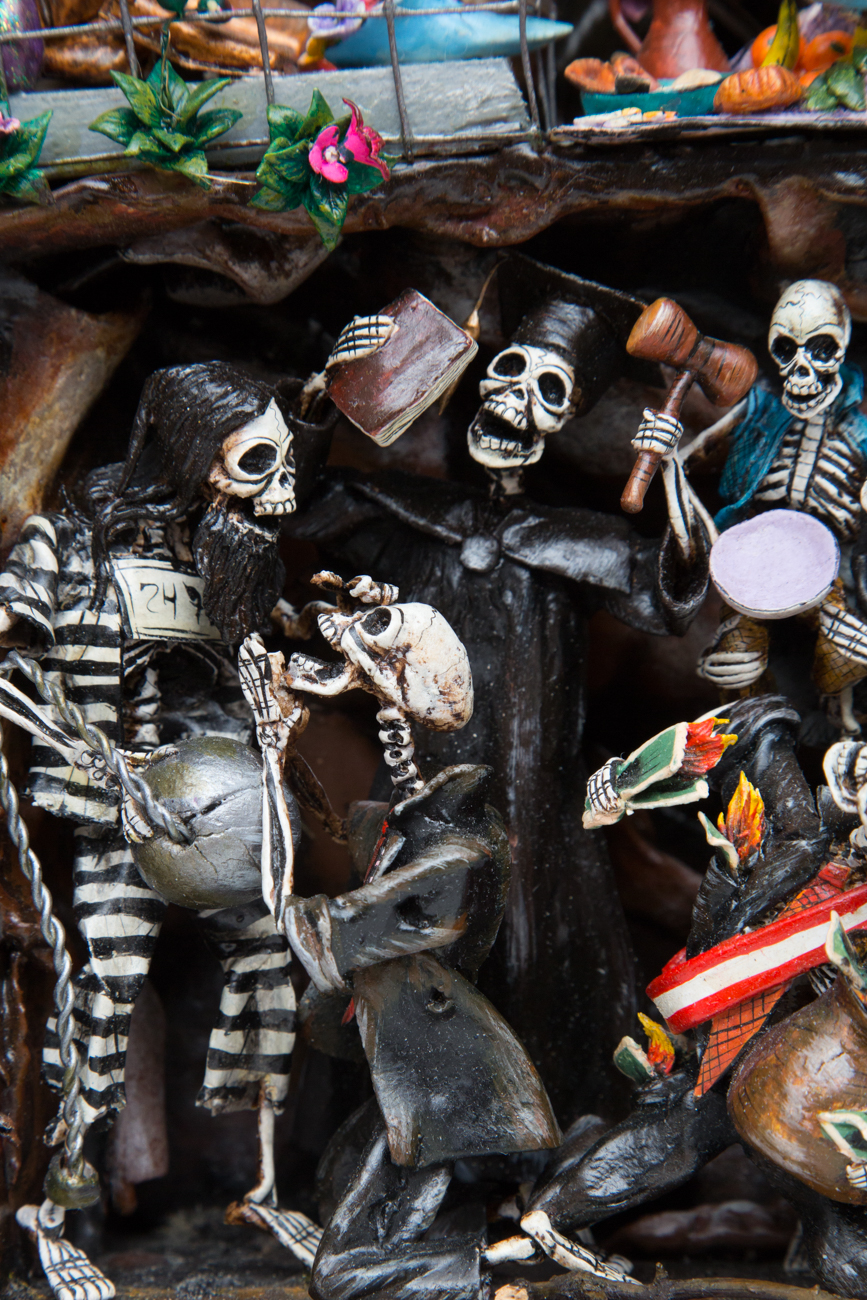 Claudio Jimenez Quispe Handmade "Dios de los Muertos - Scenes From The Cemetary" Peruvian Retablo Sculpture