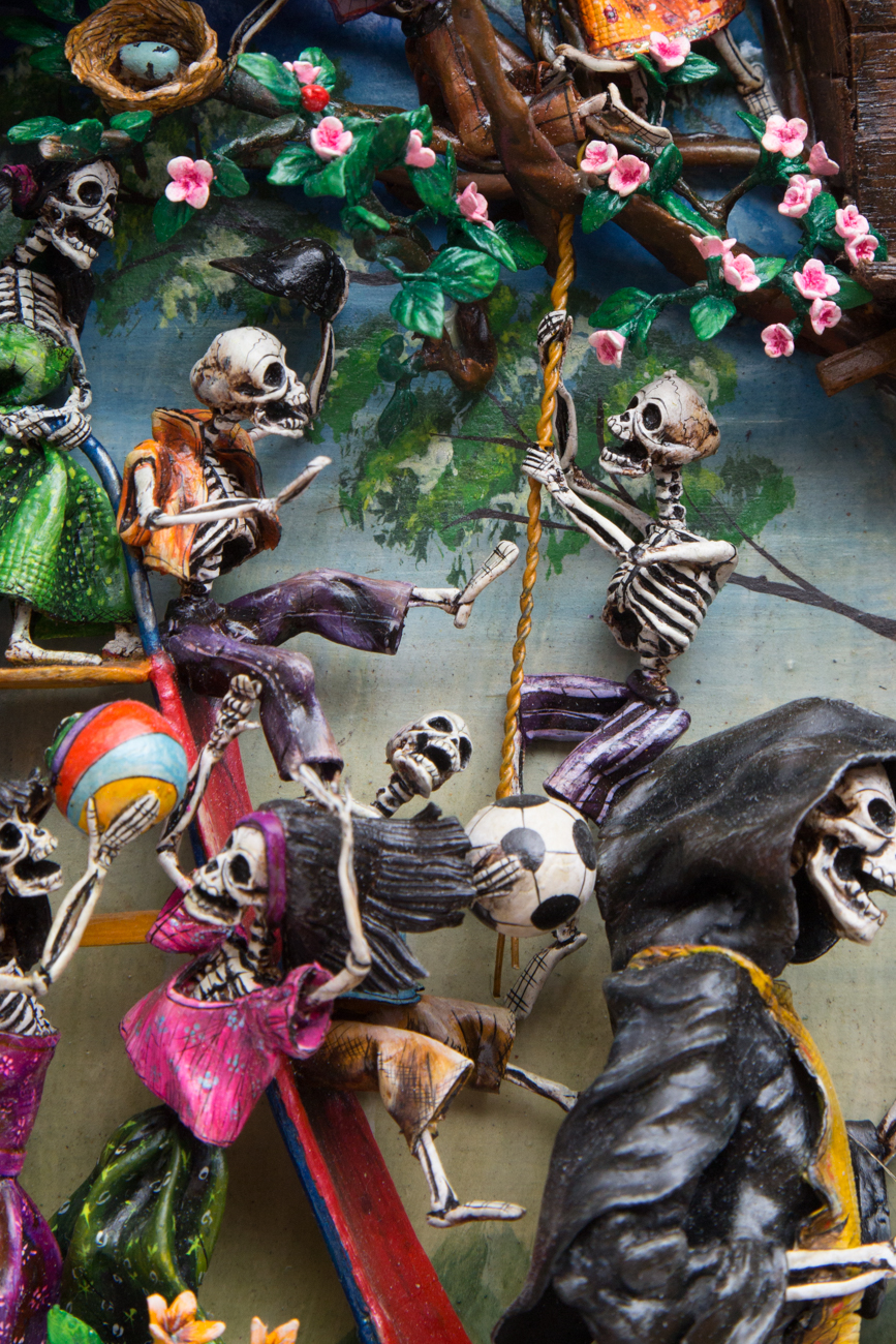 Claudio Jimenez Quispe Handmade "Dios de los Muertos - Scenes From The Cemetary" Peruvian Retablo Sculpture