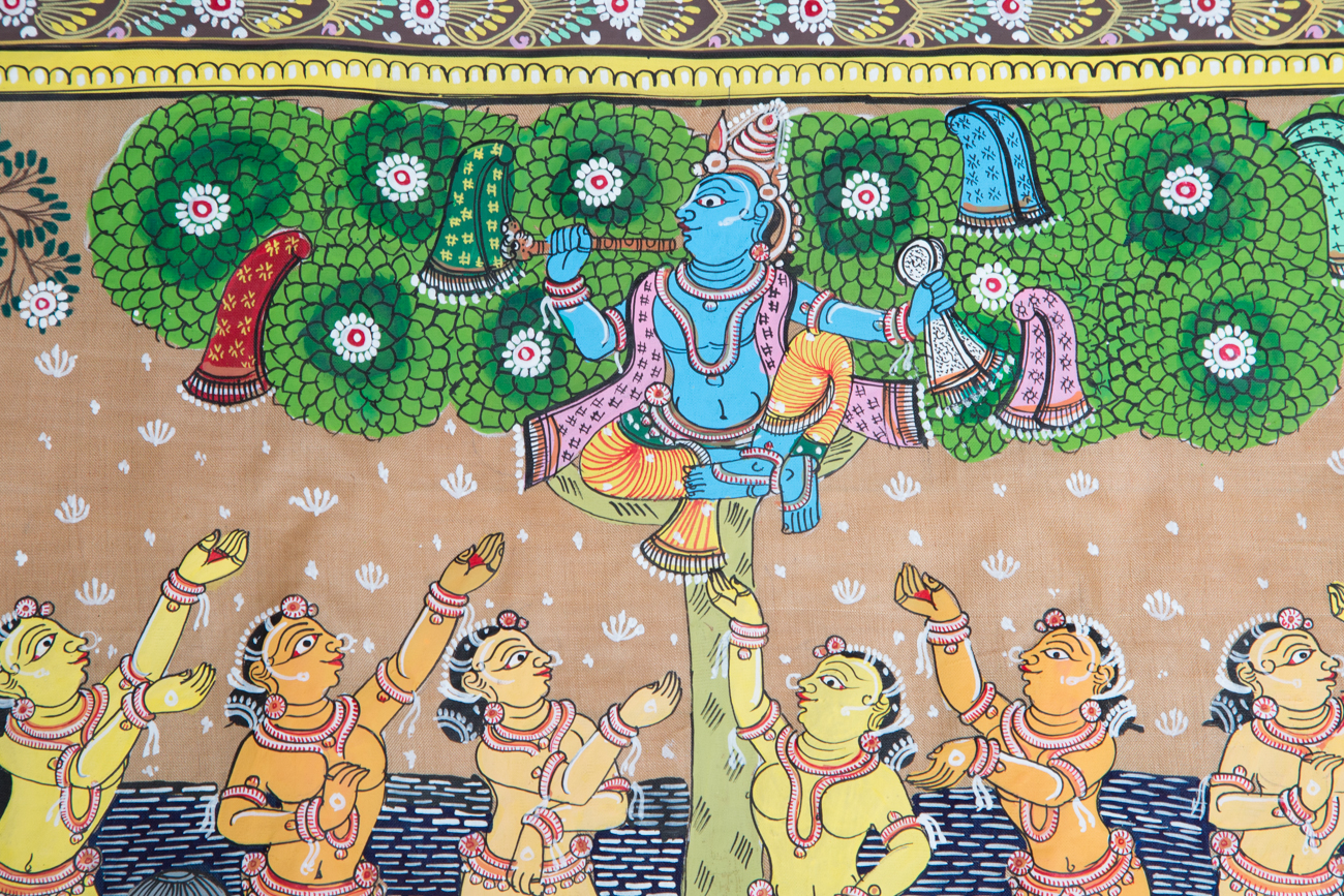 Indian Krishna Pichhwai Painting on Silk